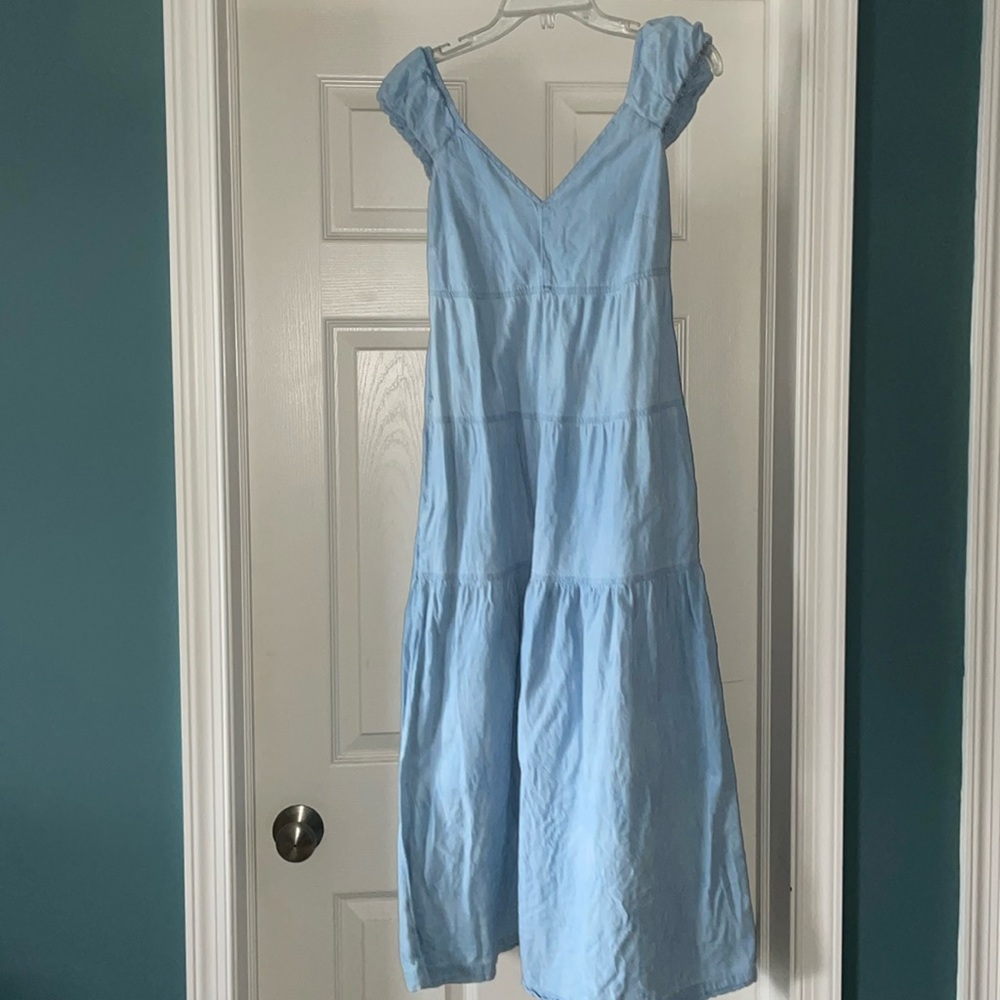 Old Navy Light Blue Tiered Midi Dress